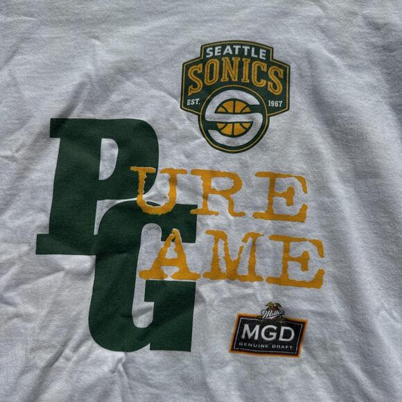 Y2K Seattle SuperSonics Shirt Mens XL White NBA Basketball Pure Game MGD Tee - Picture 2 of 10